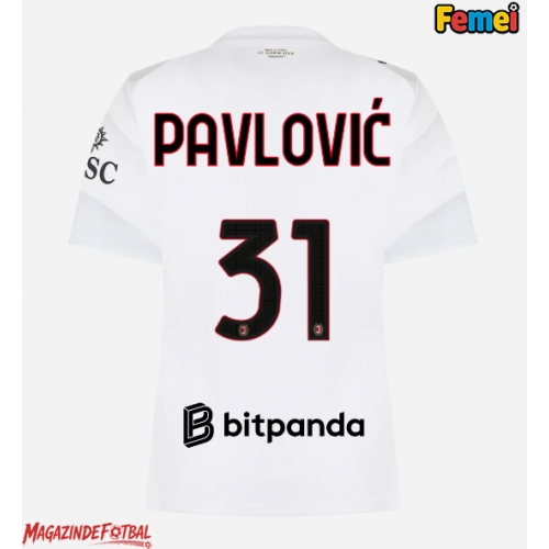 AC Milan Strahinja Pavlovic #31 Tricou Fotbal Replică 2026-27 Femei Deplasare AC Milan Strahinja Pavlovic #31 Tricou Fotbal Replică 2026-27 Femei Deplasare